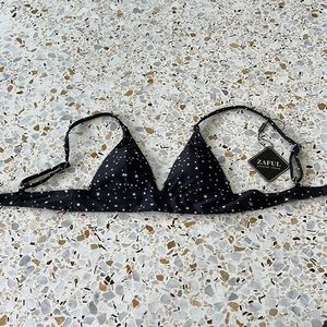 ZAFUL BLACK WITH WHITE STAR BIKINI TOP